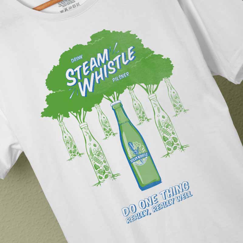 Steam Whistle T-shirt Close Up